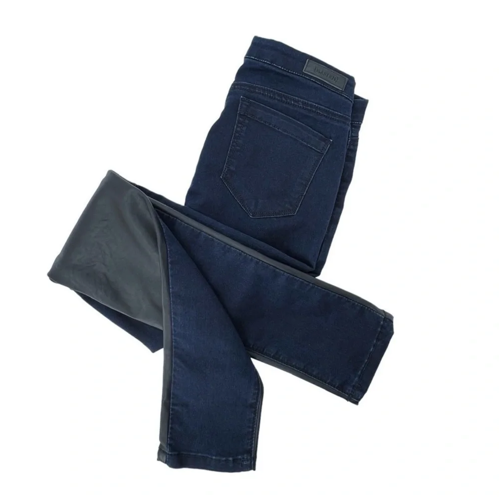 Blank NYC Skinny Jeans Girl’s Size 14 Blue Denim & Black Faux Leather New NWT